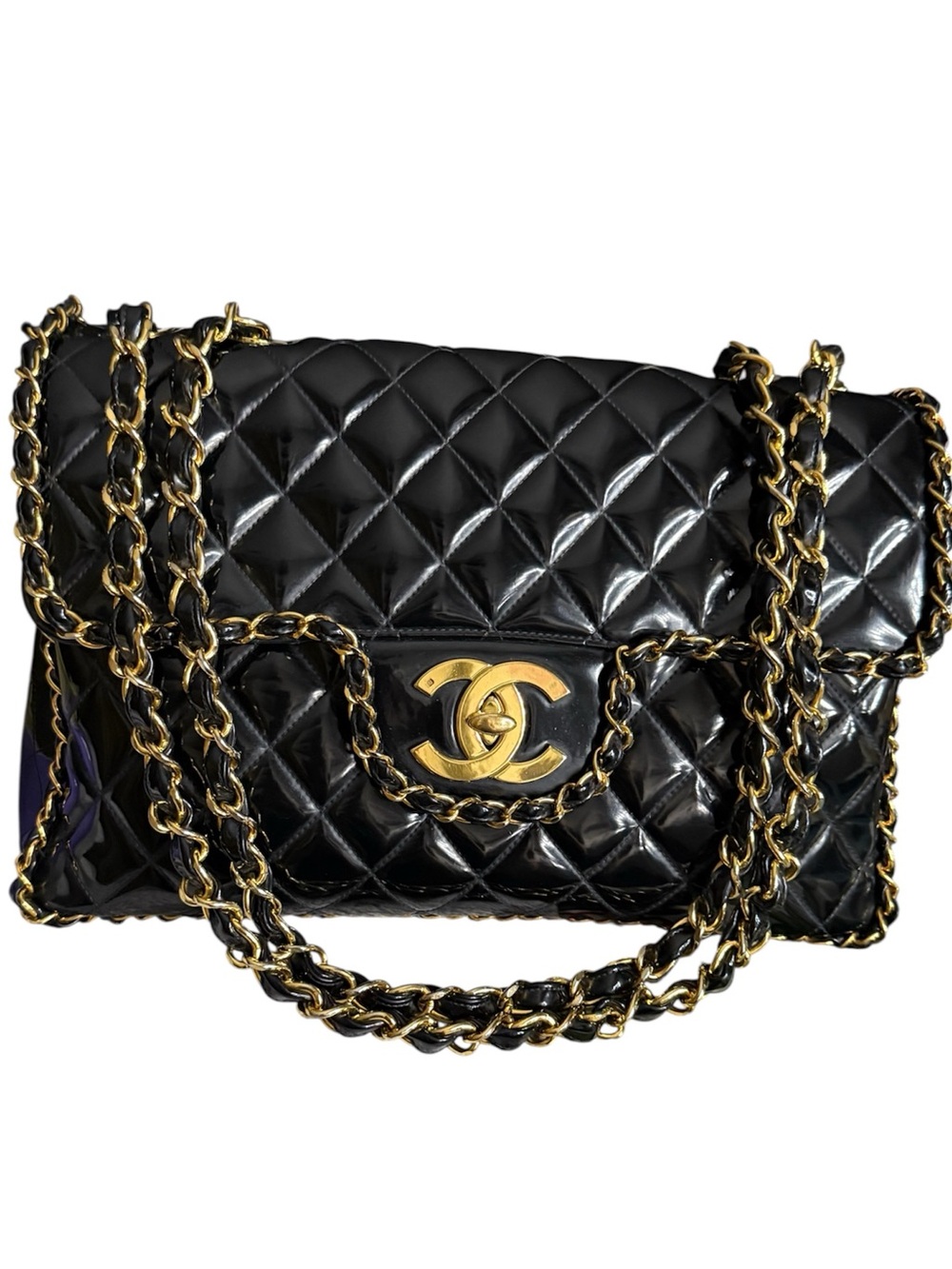 Authentic Vintage Chanel 1990’s Maxi Single Flap with 24k gold plating